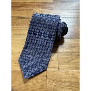 Dolcepunta Tie Mens Adjustable Blue Gold Silk Necktie Geometric Mandala Italy